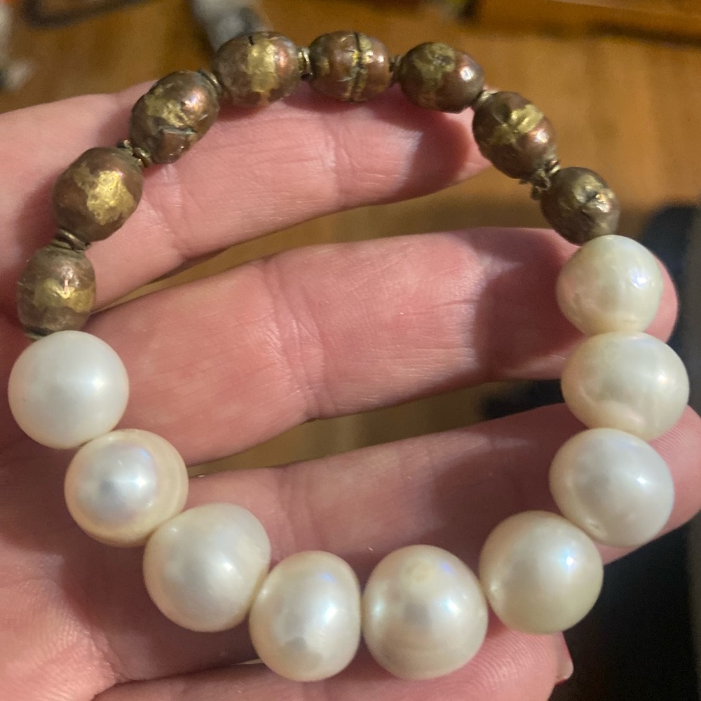 Fresh water pearl and Indian bead bracelet